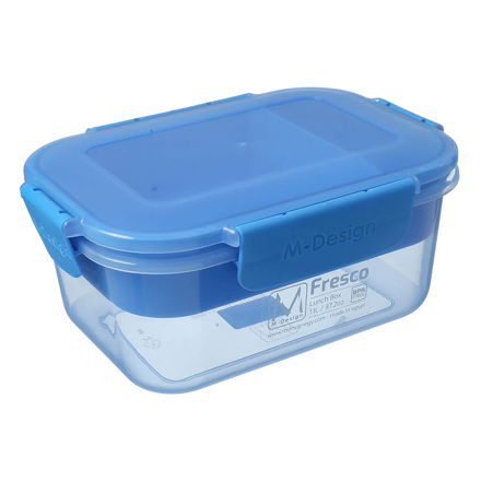 Picture of M-Design Fresco 1.1L Lunch Box with Tray - Blue - Blue Clips