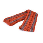 Picture of Bonita Women Crochet Striped Muffler - Orange & Grey