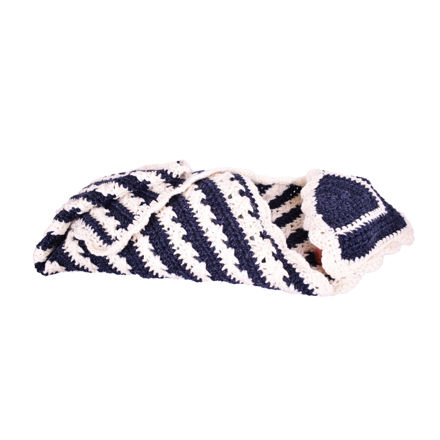 Picture of Bonita Crochet Striped Baby Blanket 92×82 cm -Navy Blue & White
