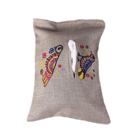 Picture of Hand embroidered linen tissue cover