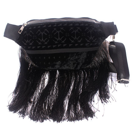Picture of Belt bag with tassels, handmade, black color
