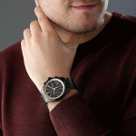 صورة ساعة هوغو بوس للرجال اصلية موديل (جراند بركس) Grand Prix 1513578 بلون اسود واستيك معدن لون اسود