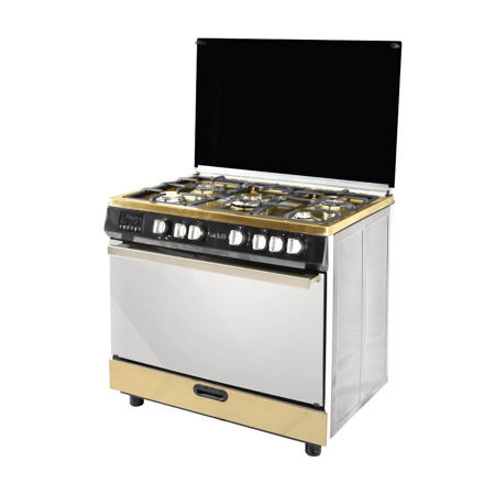 Picture of Sackiti Iron Chef Stainless Steel Cooker TESK6090LG, 60×90 cm , 5 gas burners , Black/Gold